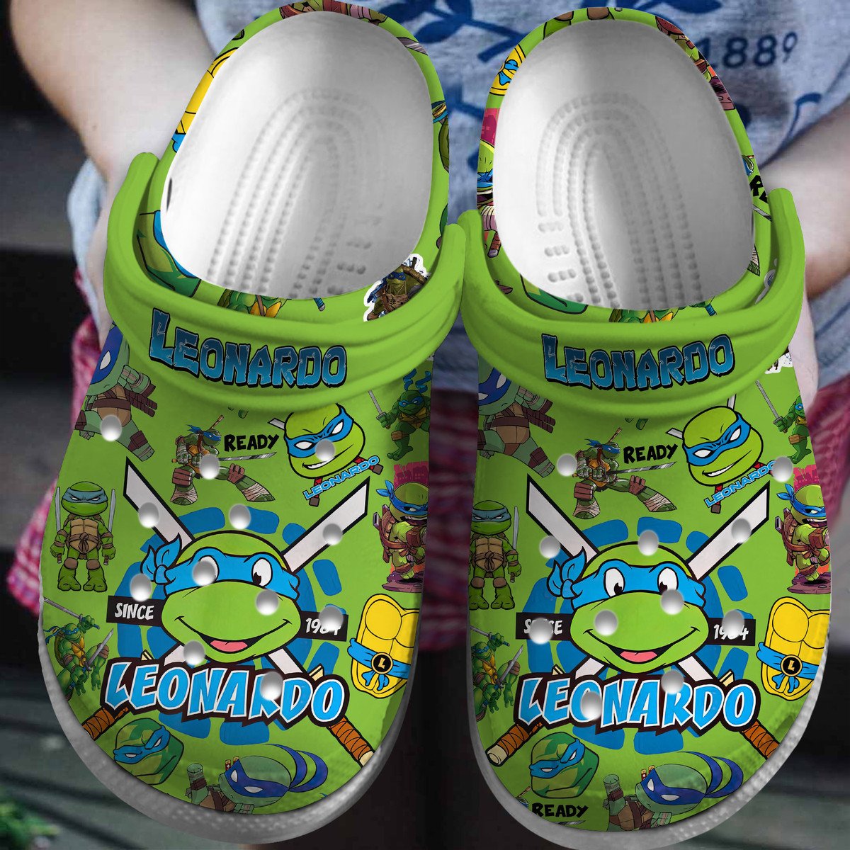 Teenage Mutant Ninja Turtles (LEONARDO) Cartoon Crocs Crocband Clogs Shoes For Men Women and Kids