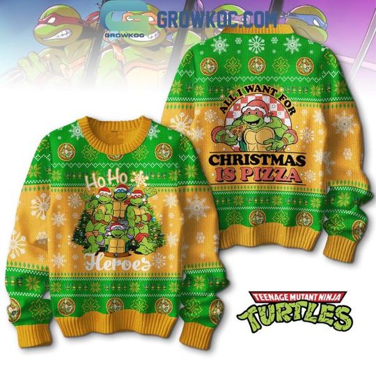 Teenage Mutant Ninja Turtles All I Want For Christmas Is Pizza Ugly Sweater - Image 5