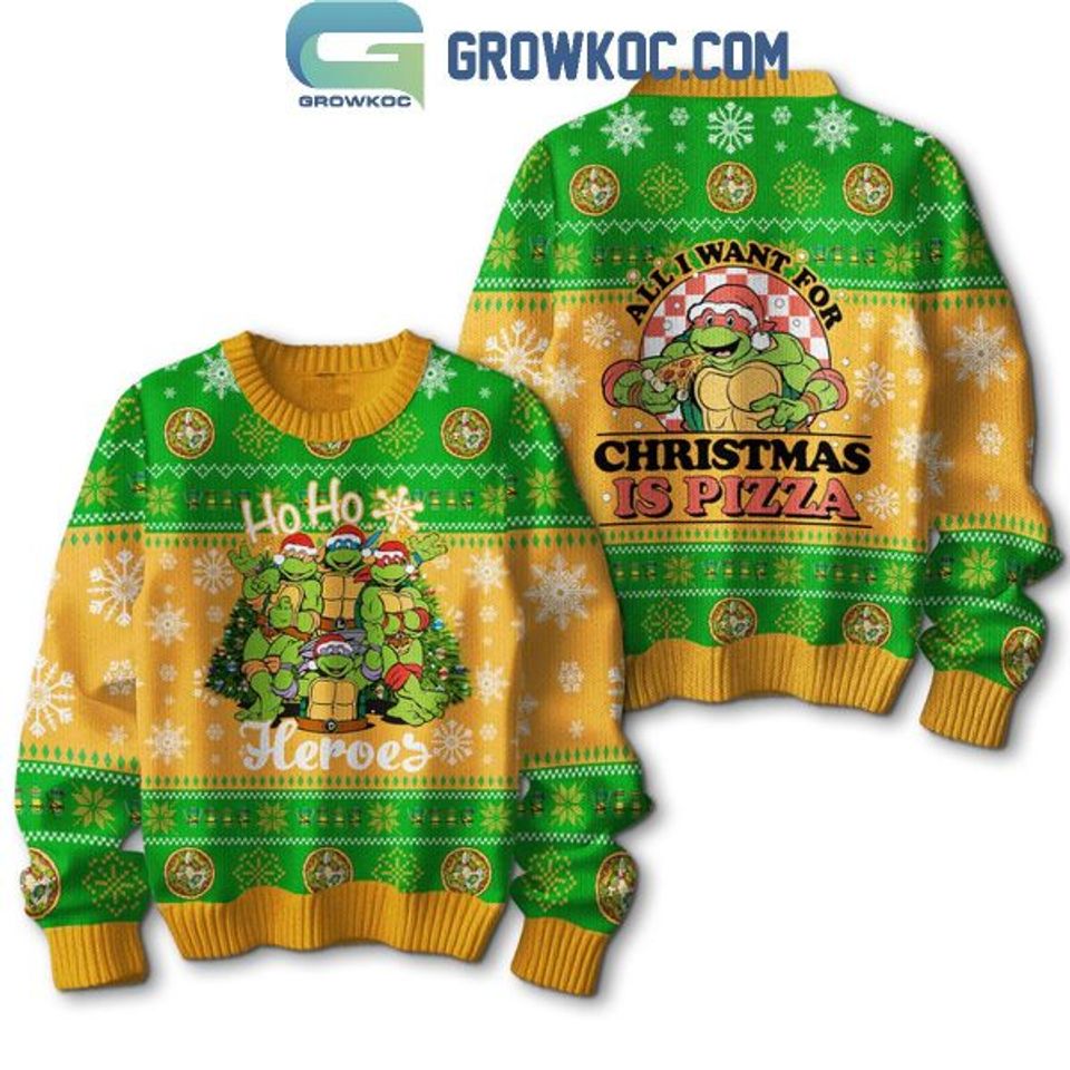 Teenage Mutant Ninja Turtles All I Want For Christmas Is Pizza Ugly Sweater - Image 2