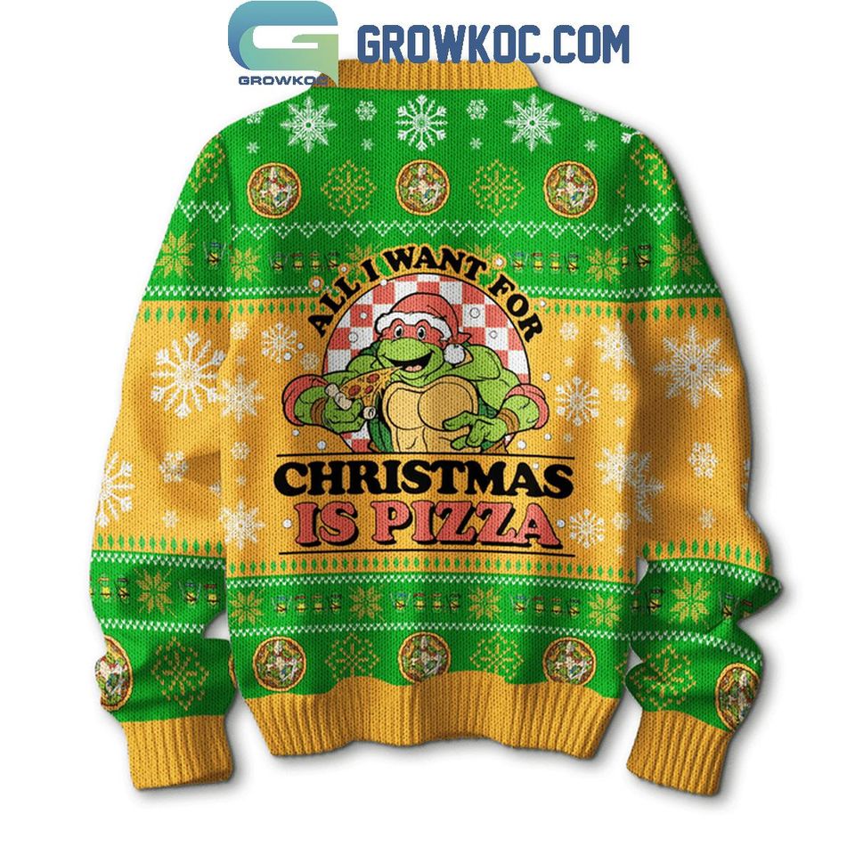 Teenage Mutant Ninja Turtles All I Want For Christmas Is Pizza Ugly Sweater - Image 4
