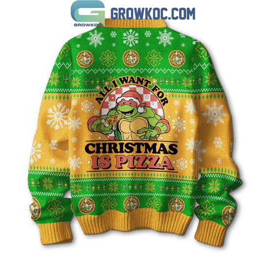 Teenage Mutant Ninja Turtles All I Want For Christmas Is Pizza Ugly Sweater - Image 8