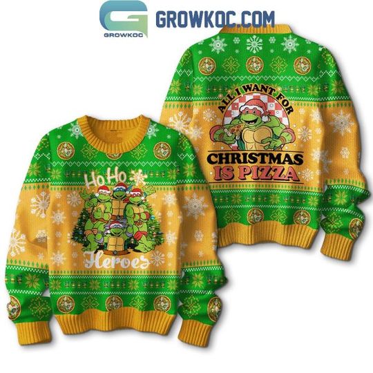 Teenage Mutant Ninja Turtles All I Want For Christmas Is Pizza Ugly Sweater - Image 6