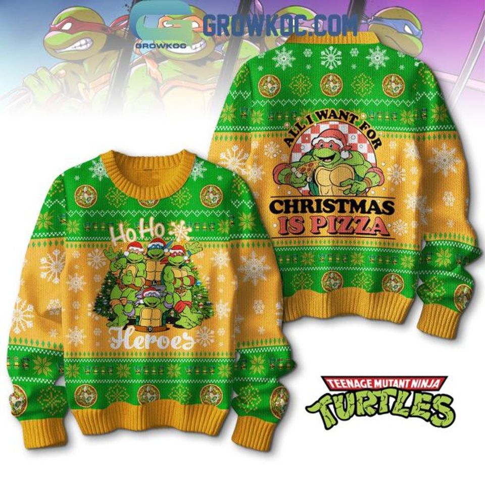 Teenage Mutant Ninja Turtles All I Want For Christmas Is Pizza Ugly Sweater