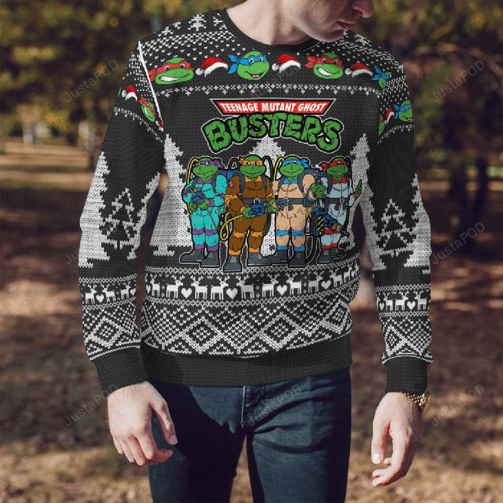 Teenage Mutant Ninja Turtles Ghost Busters For Unisex Ugly Christmas Sweater Adult 3D Funny Matching for family