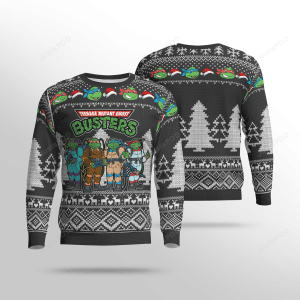 Teenage Mutant Ninja Turtles Ghostbusters Ugly Christmas Sweater Adult 3D Funny Matching for family