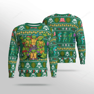 Teenage Mutant Ninja Turtles Green Ugly Christmas Sweater Adult 3D Funny Matching for family