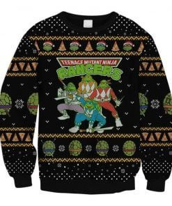 Teenage Mutant Ninja Turtles Power Rangers Ugly Christmas Sweater Adult 3D Funny Matching for family