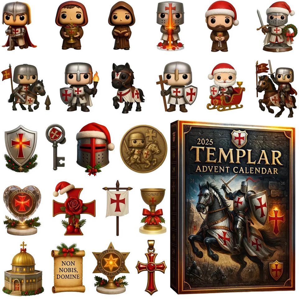 Templar Knight Advent Calendar, 24 Day Templar Knight Figurines, Christmas Countdown