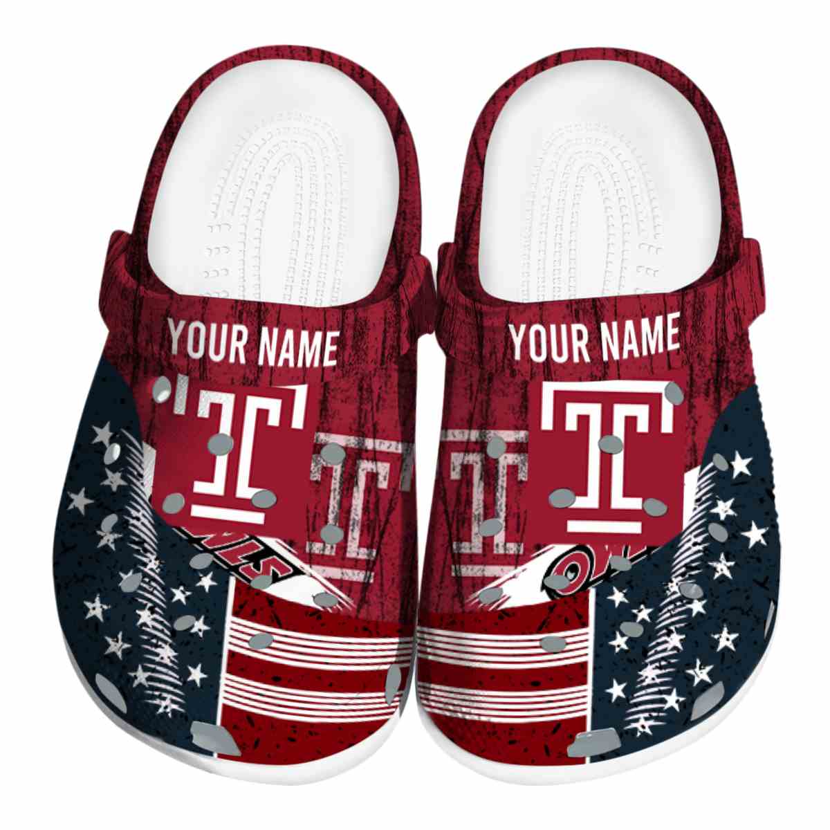 Temple Owls NCAA Sport Crocs Crocband Clogs Shoes Comfortable For Men Women and Kids