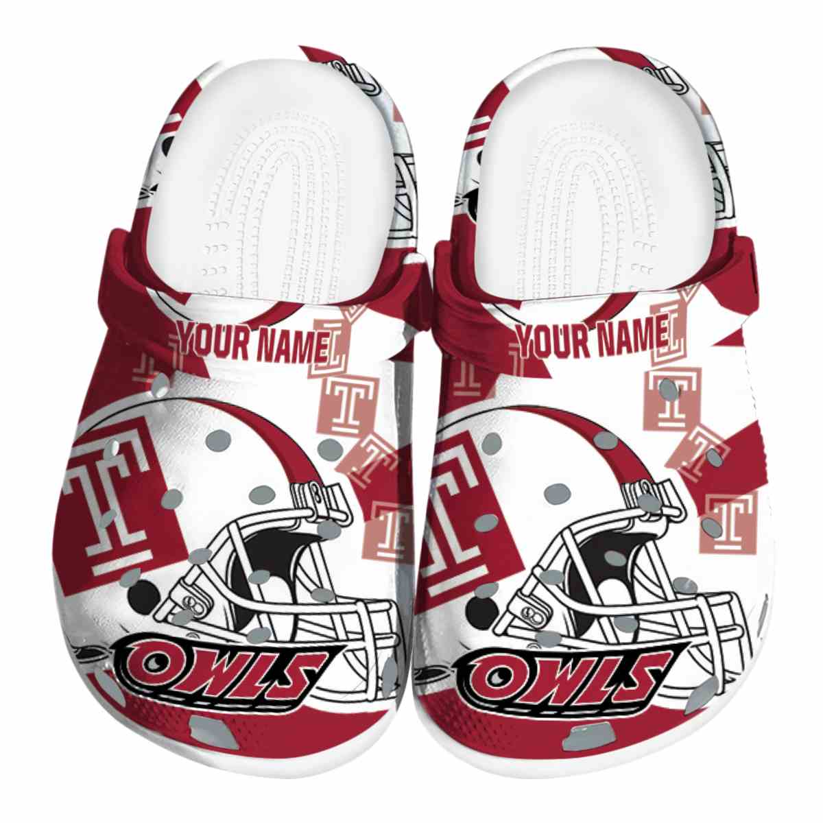 Temple Owls NCAA Sport Crocs Crocband Clogs Shoes Comfortable For Men Women and Kids