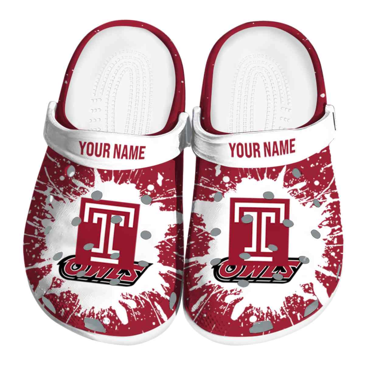 Temple Owls NCAA Sport Crocs Crocband Clogs Shoes Comfortable For Men Women and Kids