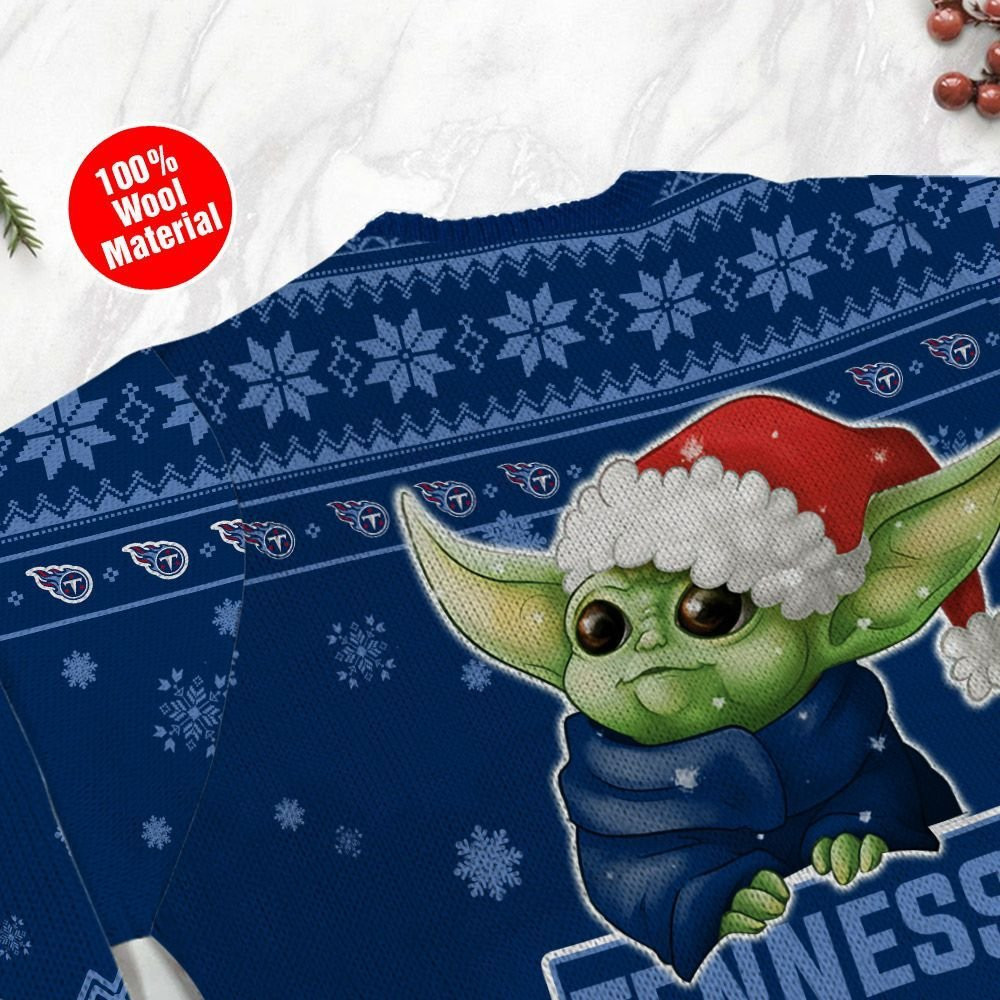Tennessee Titans Cute Baby Yoda Grogu Holiday Party Ugly Christmas Sweater Adult 3D Funny Matching for family - Image 5