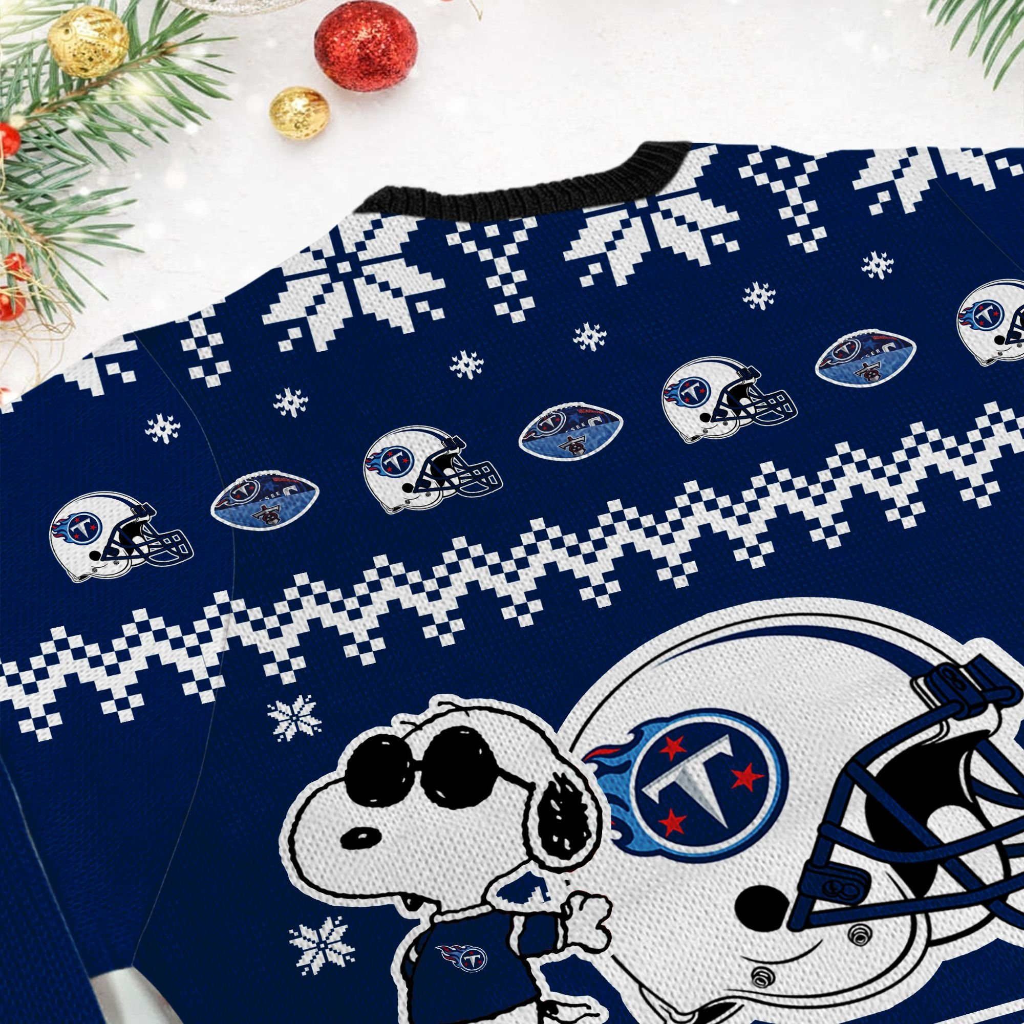 Tennessee Titans Cute The Snoopy Show Football Helmet 3D All Over Print Ugly Christmas Sweater Adult 3D Funny Matching for family - Image 6