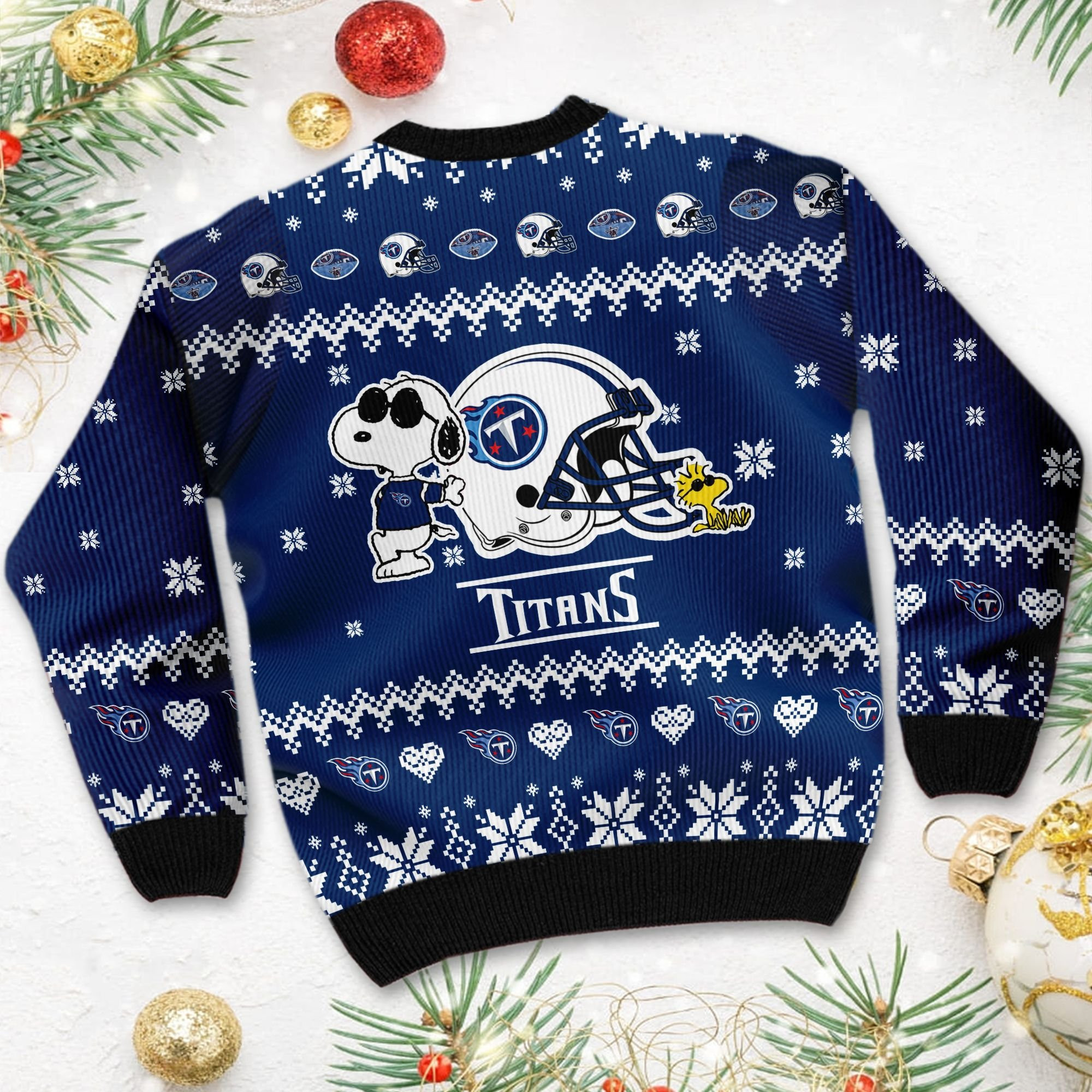 Tennessee Titans Cute The Snoopy Show Football Helmet 3D All Over Print Ugly Christmas Sweater Adult 3D Funny Matching for family - Image 4
