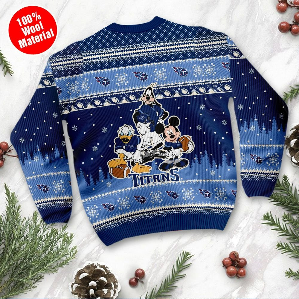Tennessee Titans Disney Donald Duck Mickey Mouse Goofy Personalized Ugly Christmas Sweater Adult 3D Funny Matching for family - Image 3