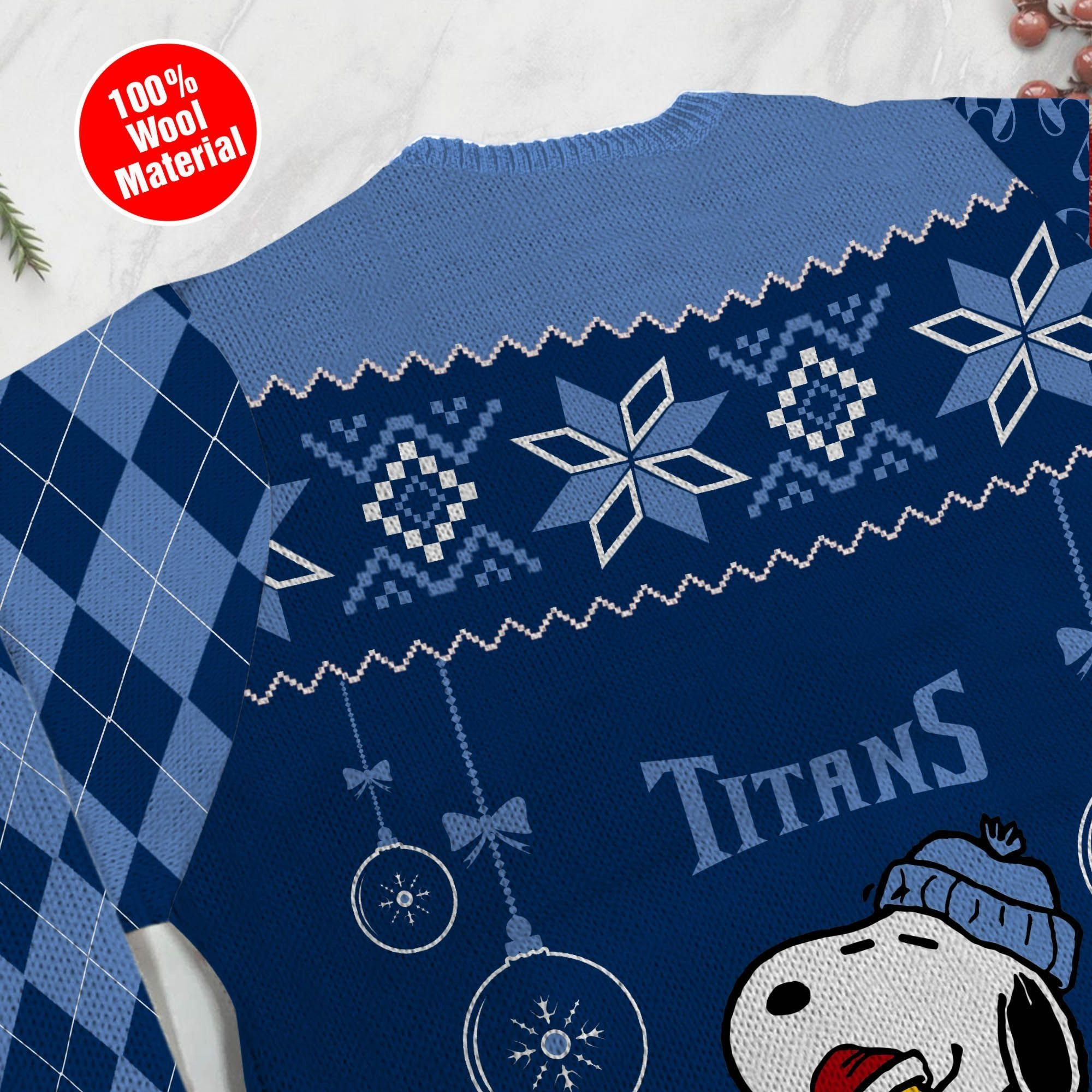 Tennessee Titans Funny Charlie Brown Peanuts Snoopy Ugly Christmas Sweater Adult 3D Funny Matching for family - Image 4