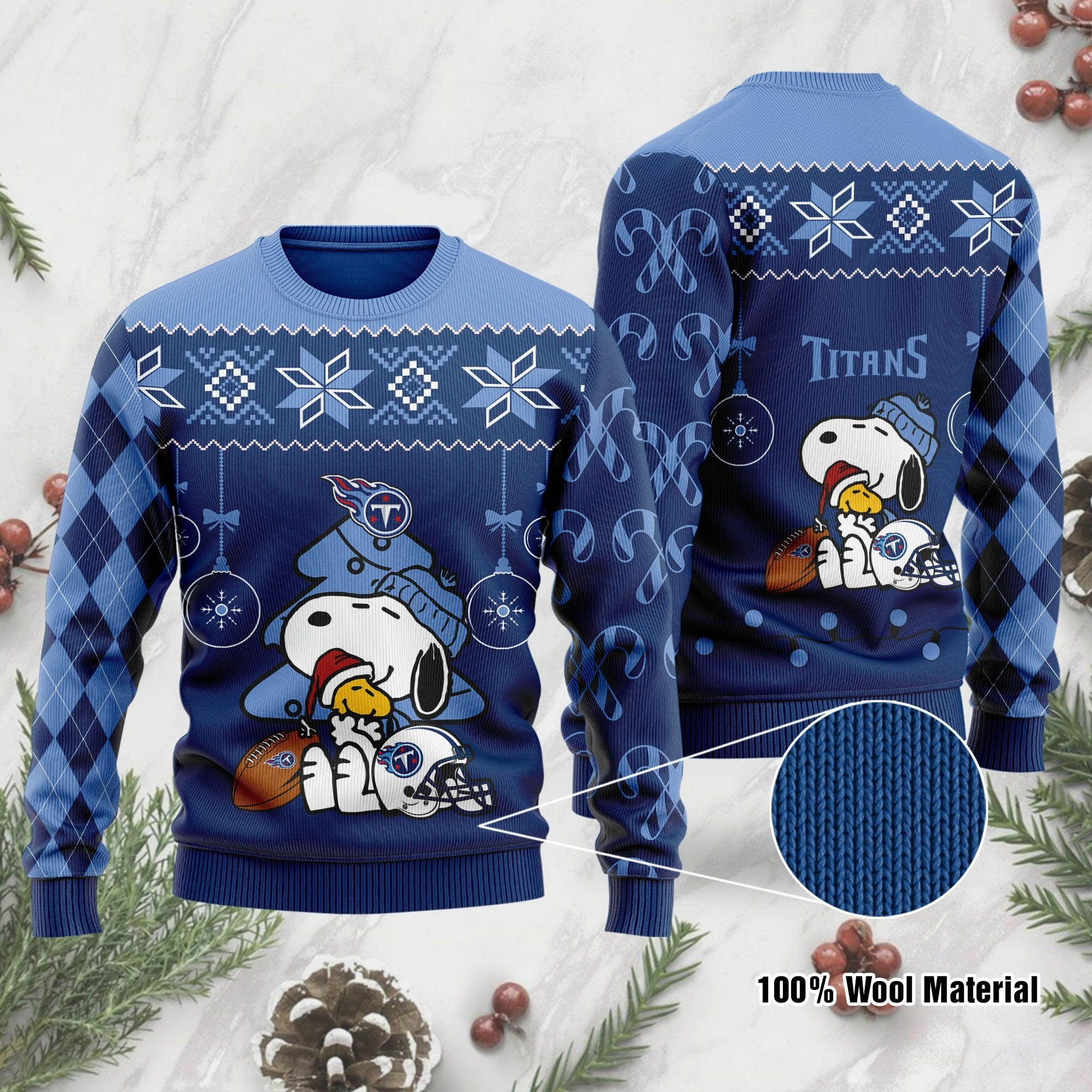 Tennessee Titans Funny Charlie Brown Peanuts Snoopy Ugly Christmas Sweater Adult 3D Funny Matching for family