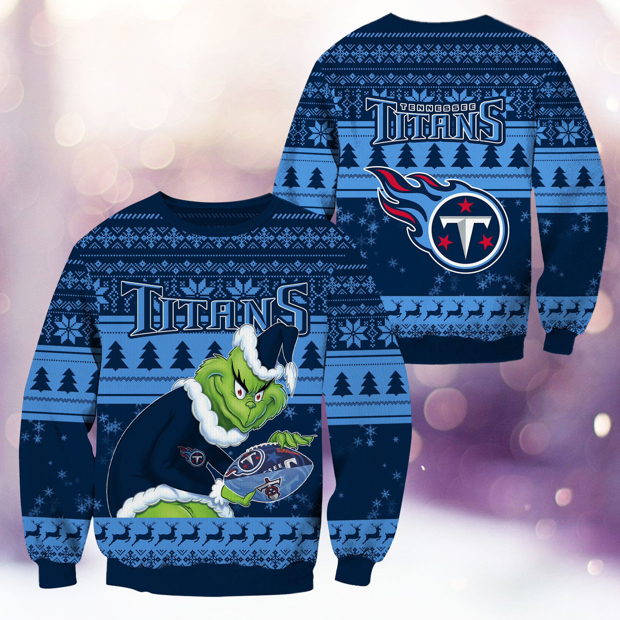 Tennessee Titans Grinch Ugly Christmas Sweater Adult 3D Funny Matching for family