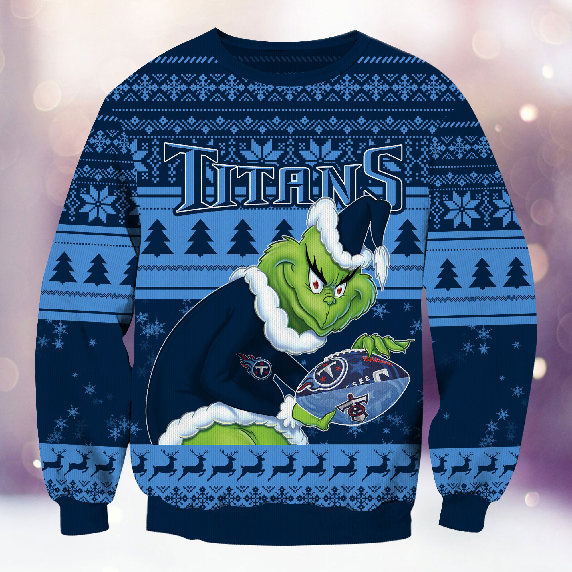 Tennessee Titans Grinch Ugly Christmas Sweater Adult 3D Funny Matching for family - Image 2