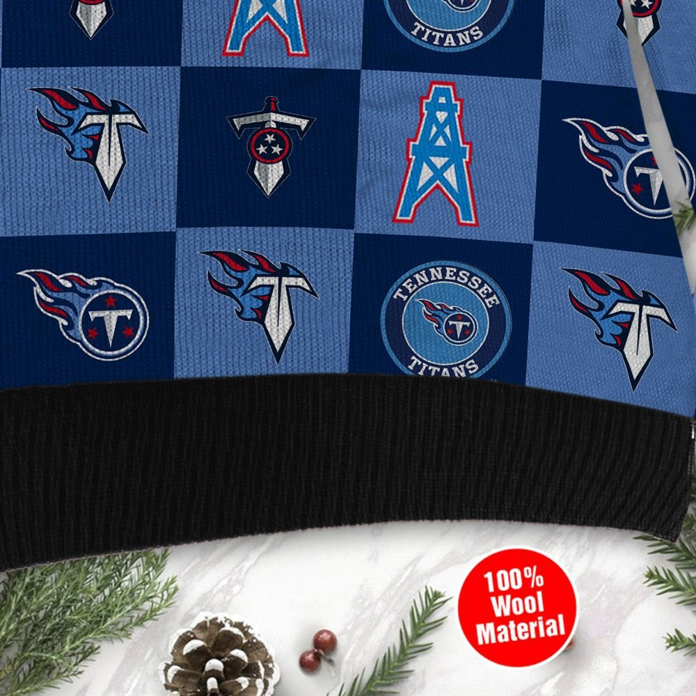 Tennessee Titans Logo Checkered Flannel Ugly Christmas Sweater Adult 3D Funny Matching for family - Image 4