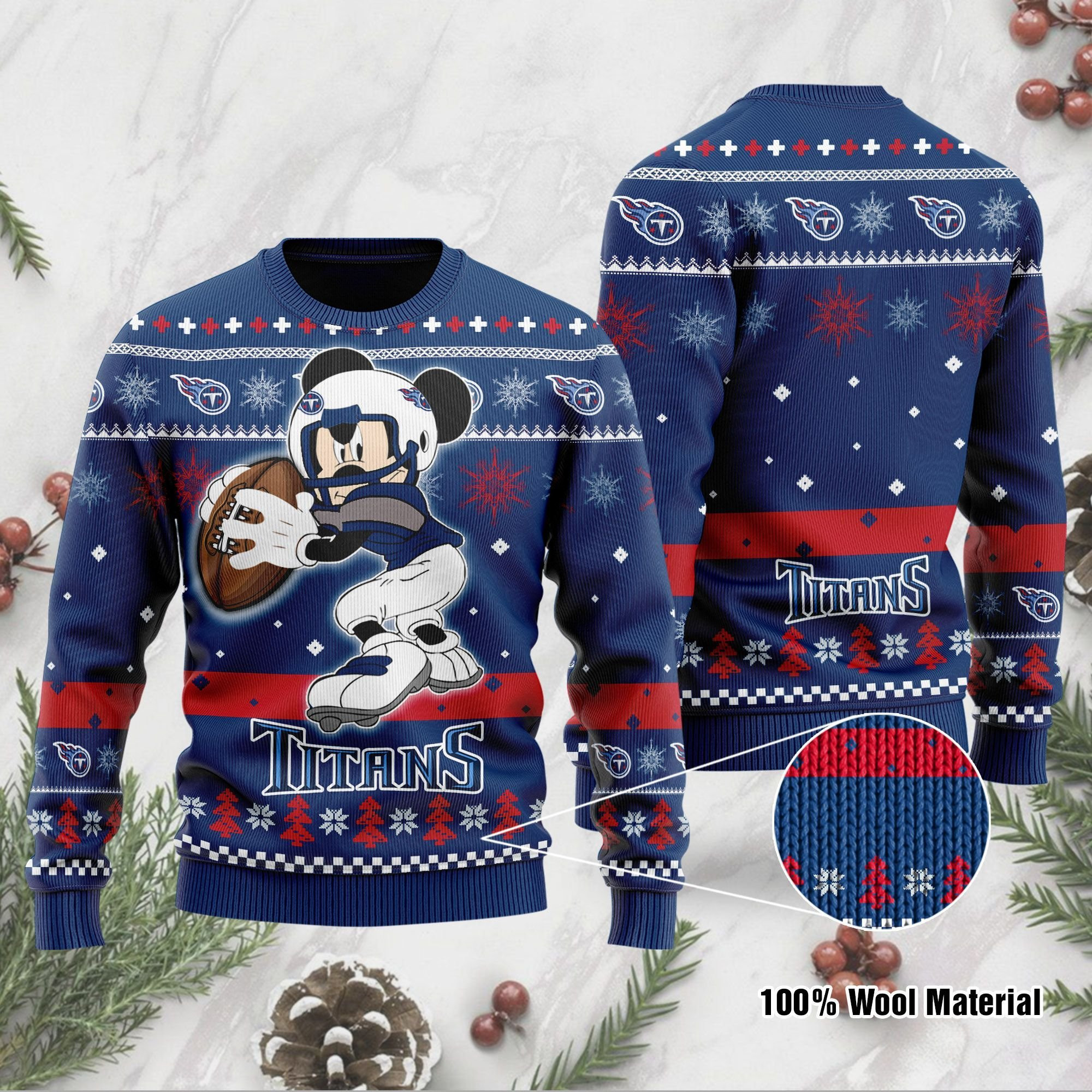 Tennessee Titans Mickey Mouse Funny Ugly Christmas Sweater Adult 3D Funny Matching for family