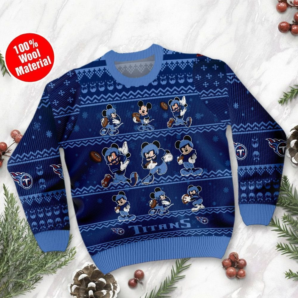 Tennessee Titans Mickey Mouse Ugly Christmas Sweater Adult 3D Funny Matching for family - Image 2