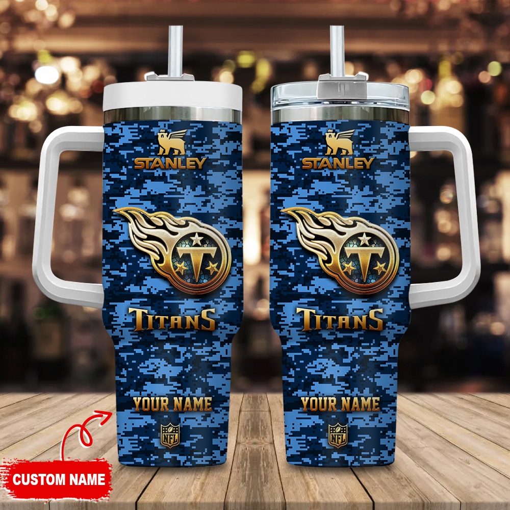 Tennessee Titans NFL Camouflage Golden Logo Custom Stanley Cup 40 oz 30 oz Tumbler With HandleTVC2301111