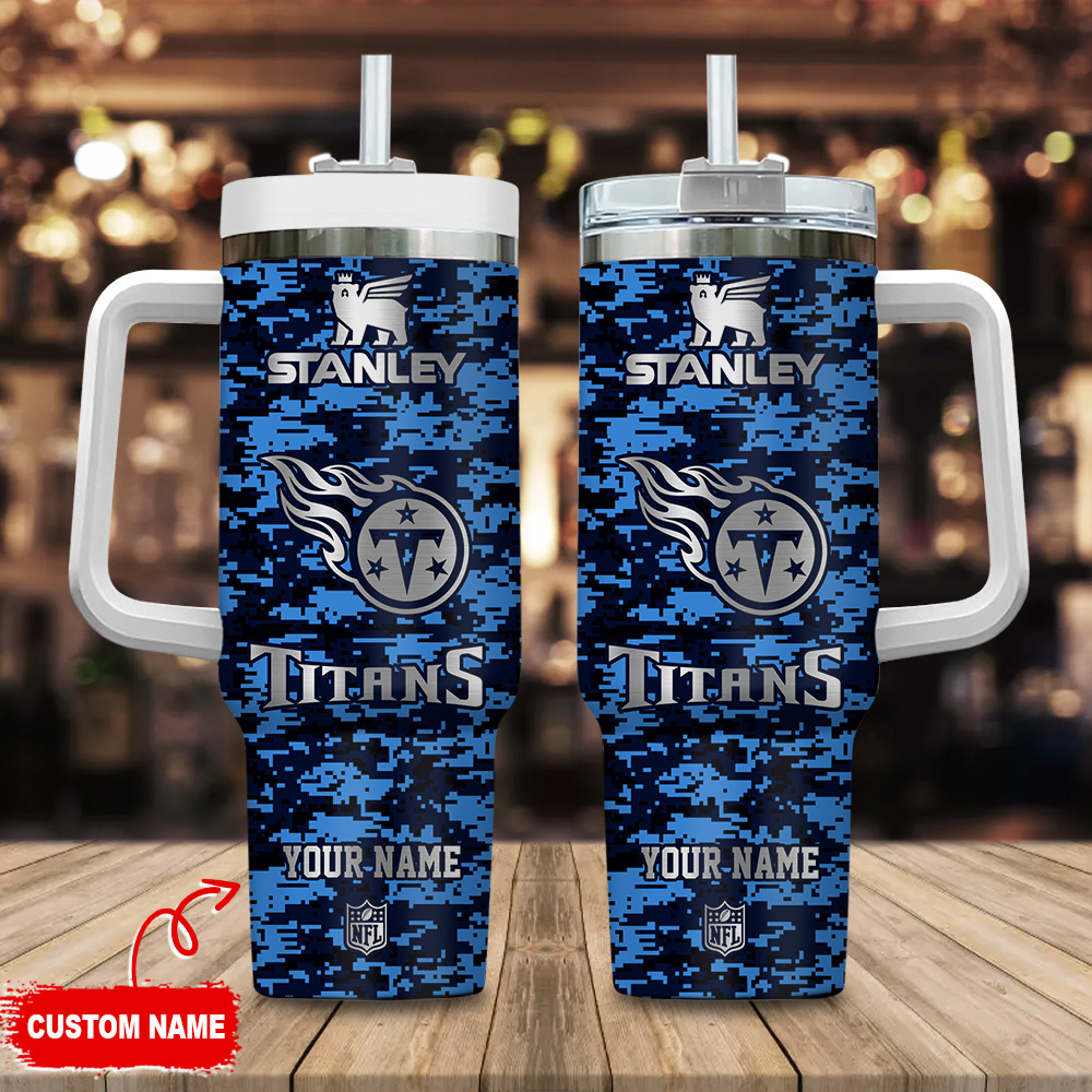 Tennessee Titans NFL Camouflage Silver Logo Custom Stanley Cup 40 oz 30 oz Tumbler With HandleTVC2301112