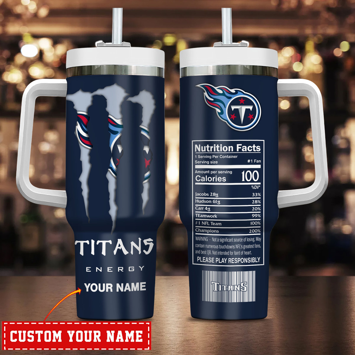 Tennessee Titans NFL Energy Nutrition Facts Custom Stanley Cup 40 oz 30 oz Tumbler With HandleTVC230174