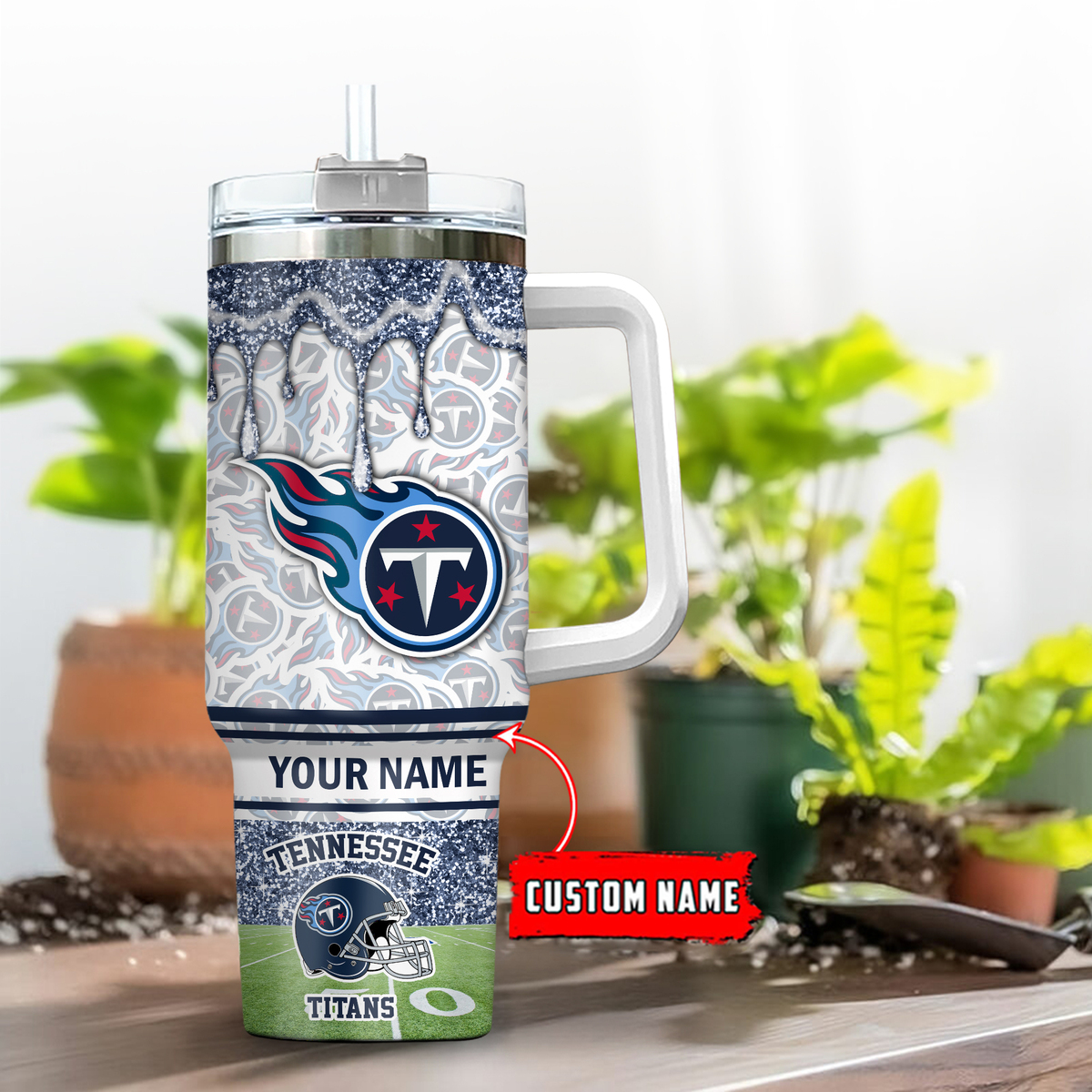 Tennessee Titans NFL Glitter Custom Stanley Cup 40 oz 30 oz Tumbler With HandleTVC230196