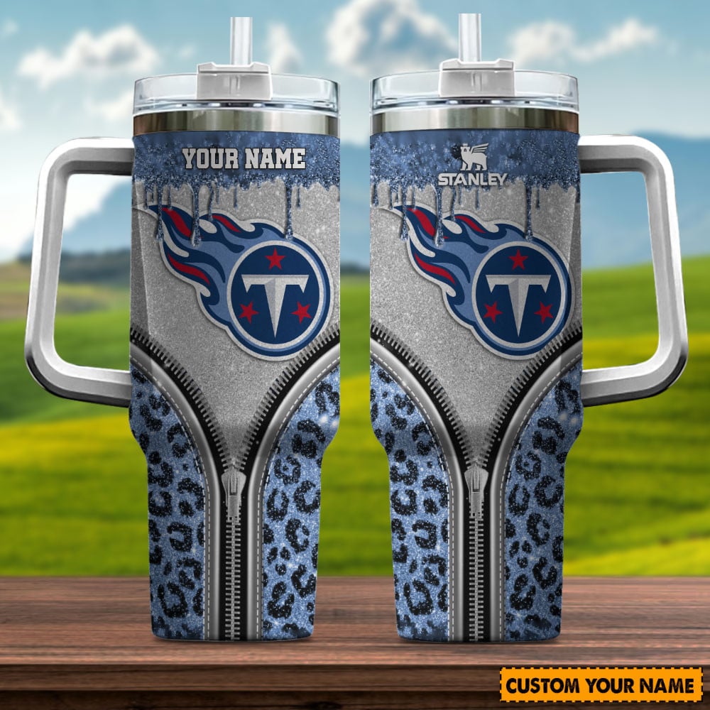 Tennessee Titans NFL Glitter Leopard Print Custom Stanley Cup 40 oz 30 oz Tumbler With HandleTVC230144