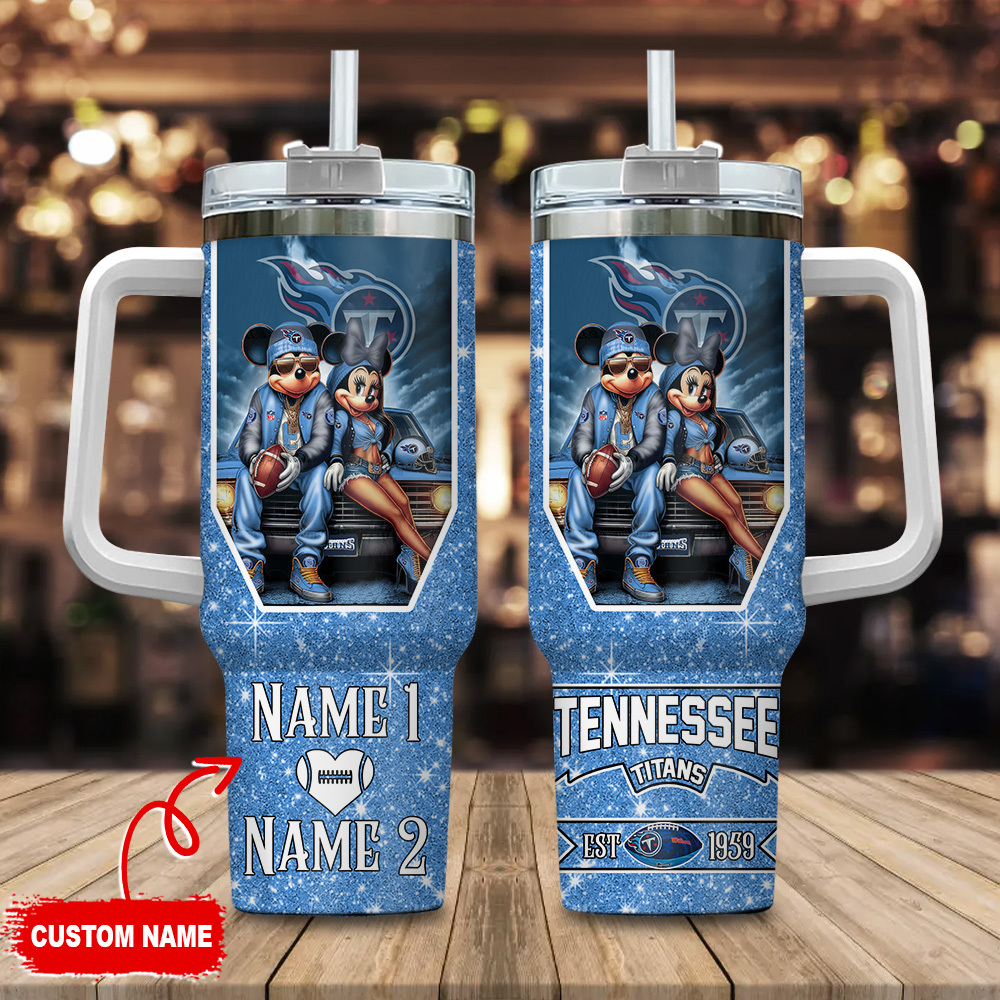 Tennessee Titans NFL Mickey And Minnie Couple Custom Stanley Cup 40 oz 30 oz Tumbler With HandleTVC230190