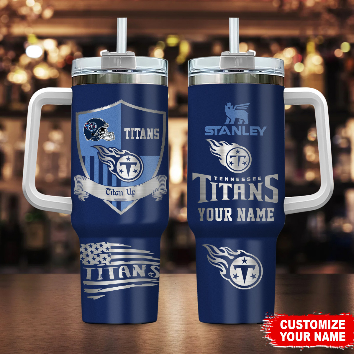 Tennessee Titans NFL Silver Logo Custom Stanley Cup 40 oz 30 oz Tumbler With HandleTVC2301107