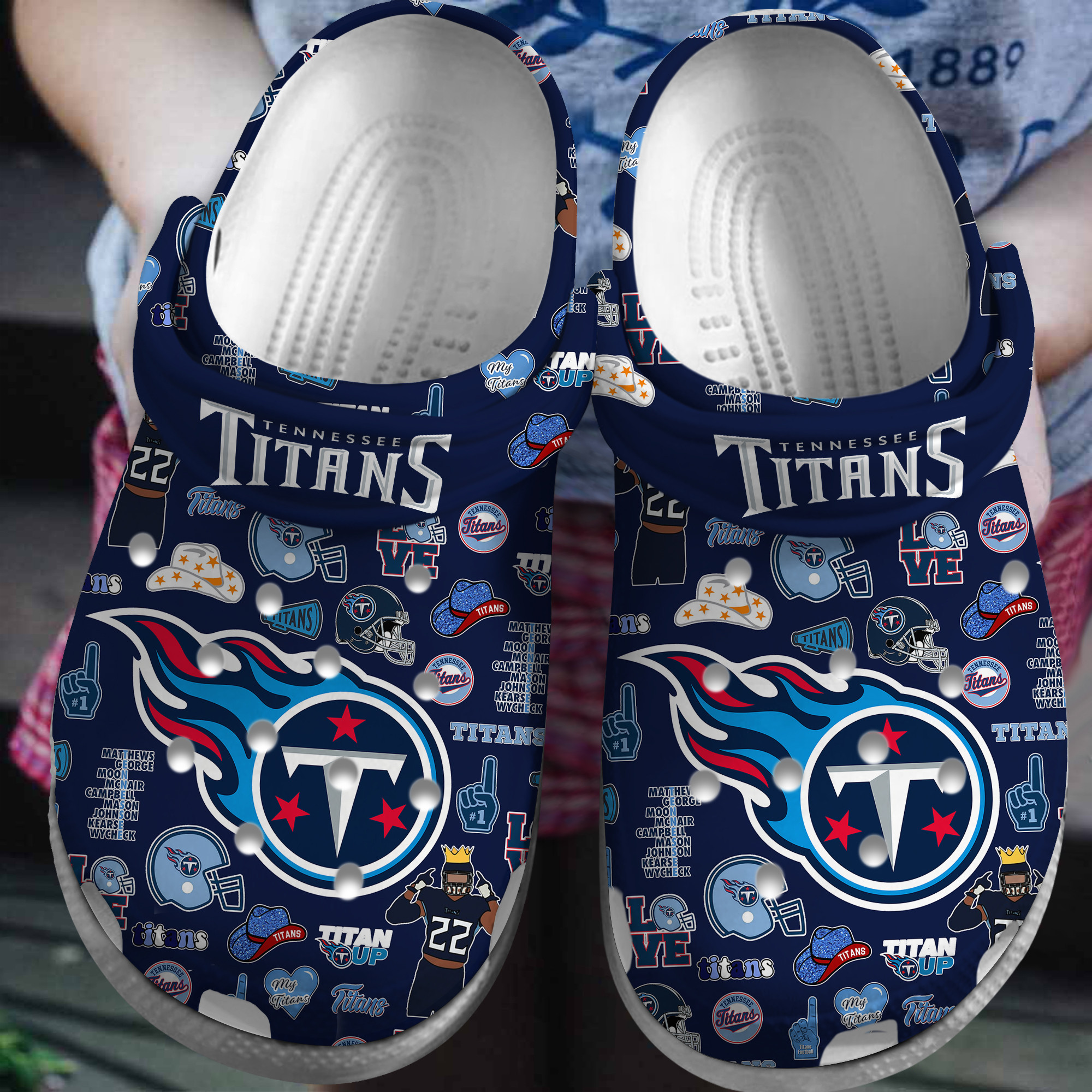Tennessee Titans NFL Sport Crocs Crocband Clogs Shoes Comfortable For Men Women and Kids