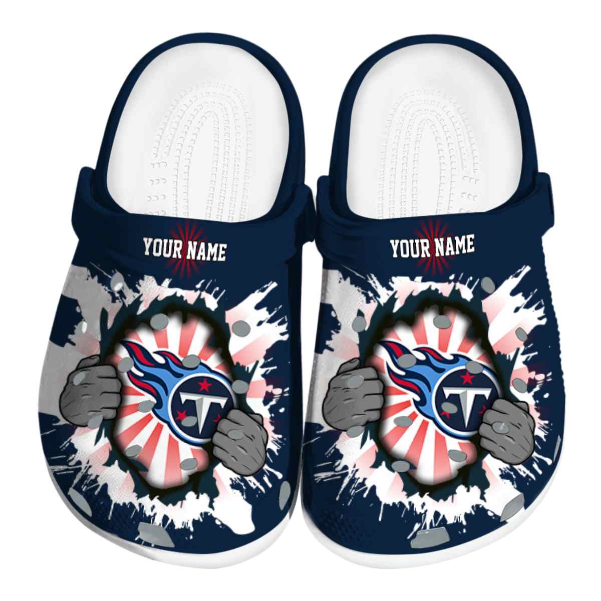 Tennessee Titans NFL Sport Crocs Crocband Clogs Shoes Comfortable For Men Women and Kids