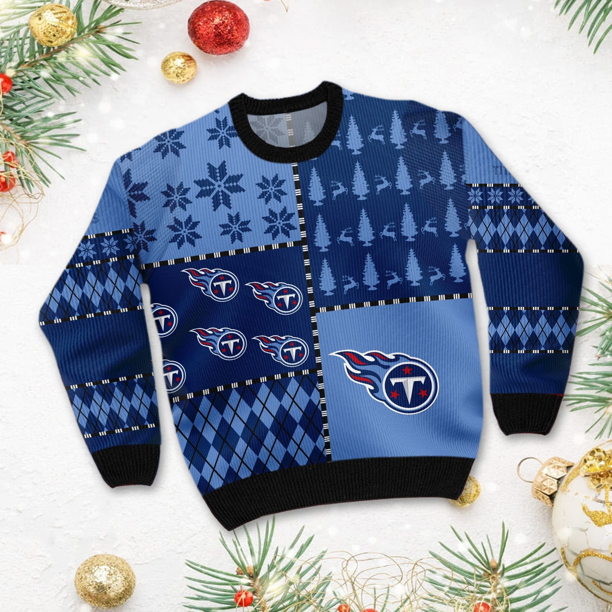 Tennessee Titanss Full Size For Sale Best Christmas Gift For Titans Fans Ugly Christmas Sweater Adult 3D Funny Matching for family - Image 3