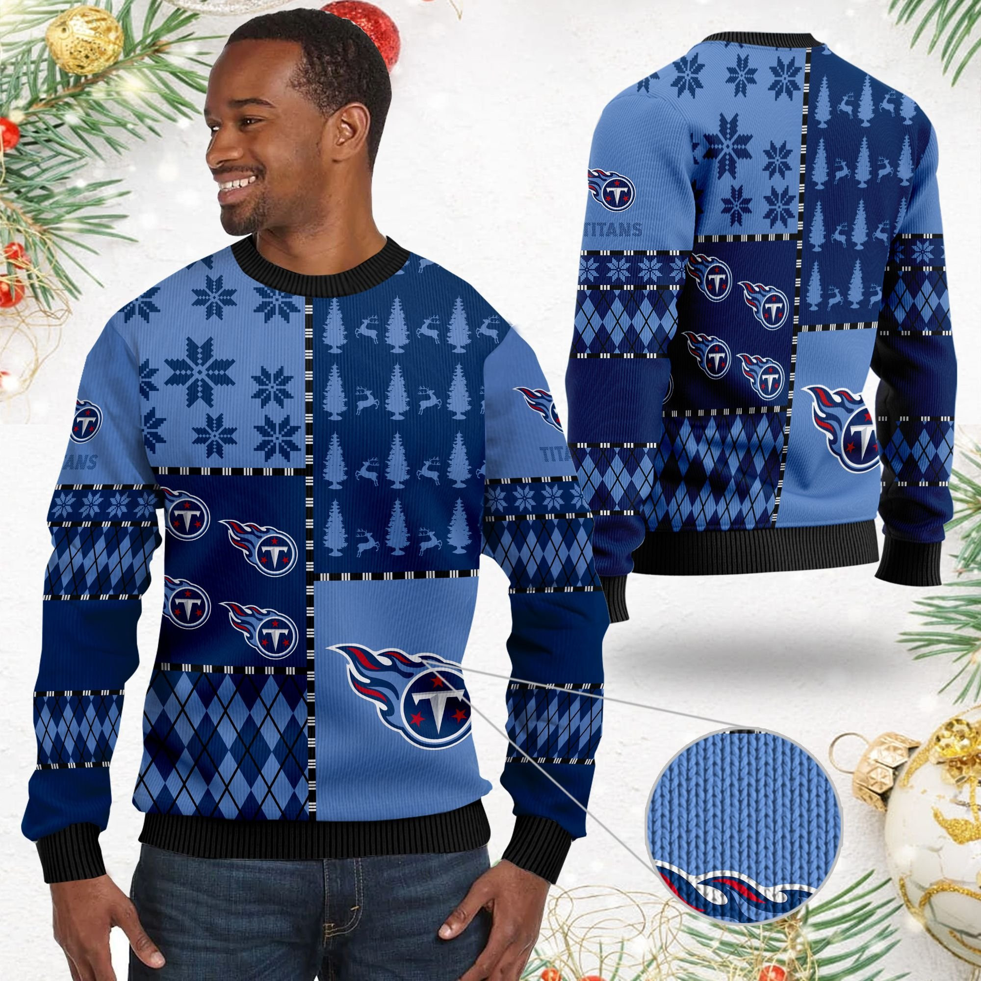 Tennessee Titanss Full Size For Sale Best Christmas Gift For Titans Fans Ugly Christmas Sweater Adult 3D Funny Matching for family - Image 2