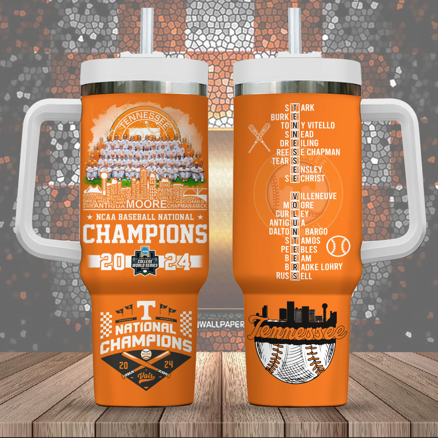 Tennessee Volunteers Baseball NCAA Custom Stanley Cup 40 oz 30 oz Tumbler With HandleTVC2301720