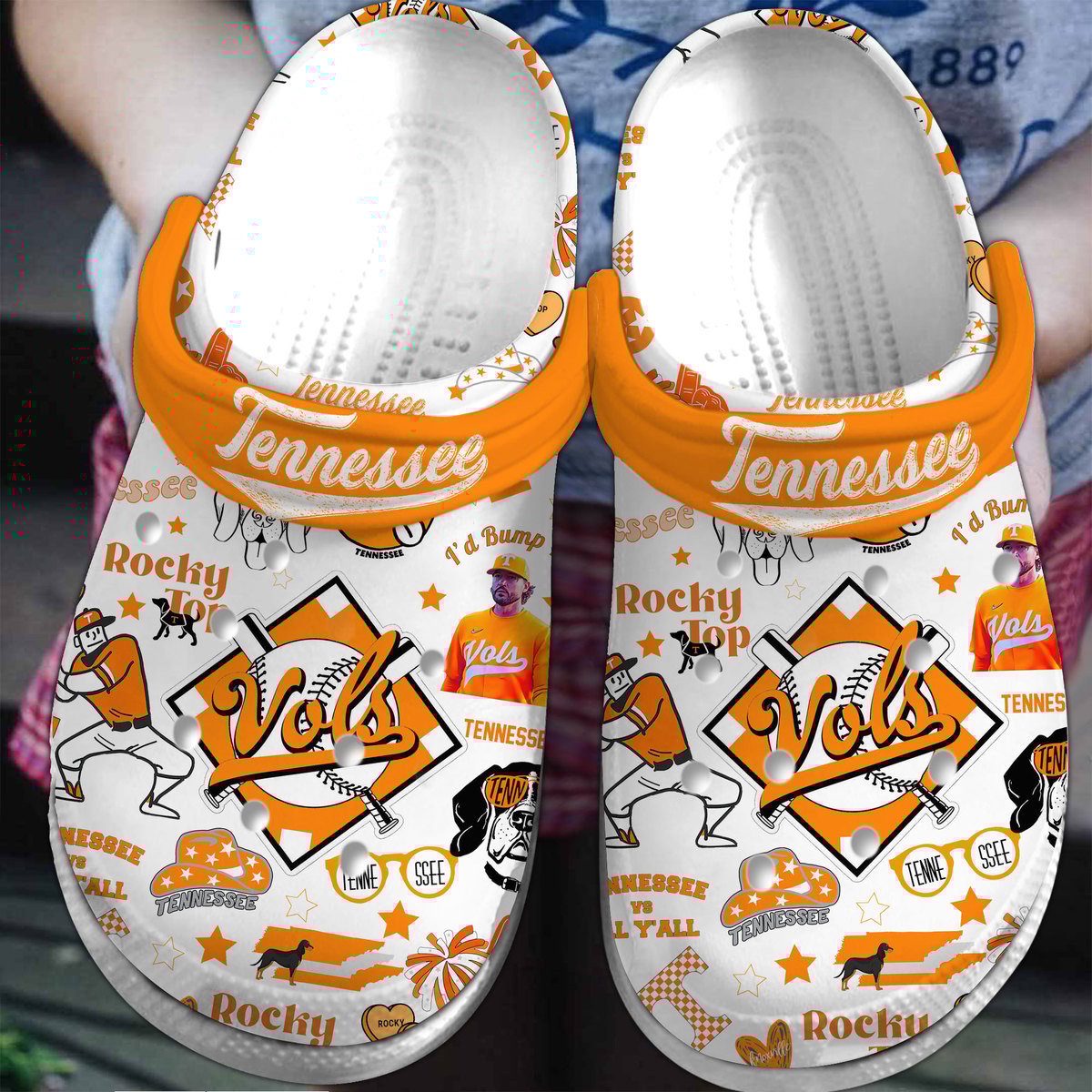 Tennessee Volunteers Football NCAA Sport Crocs Crocband Clogs Shoes Comfortable For Men Women and Kids