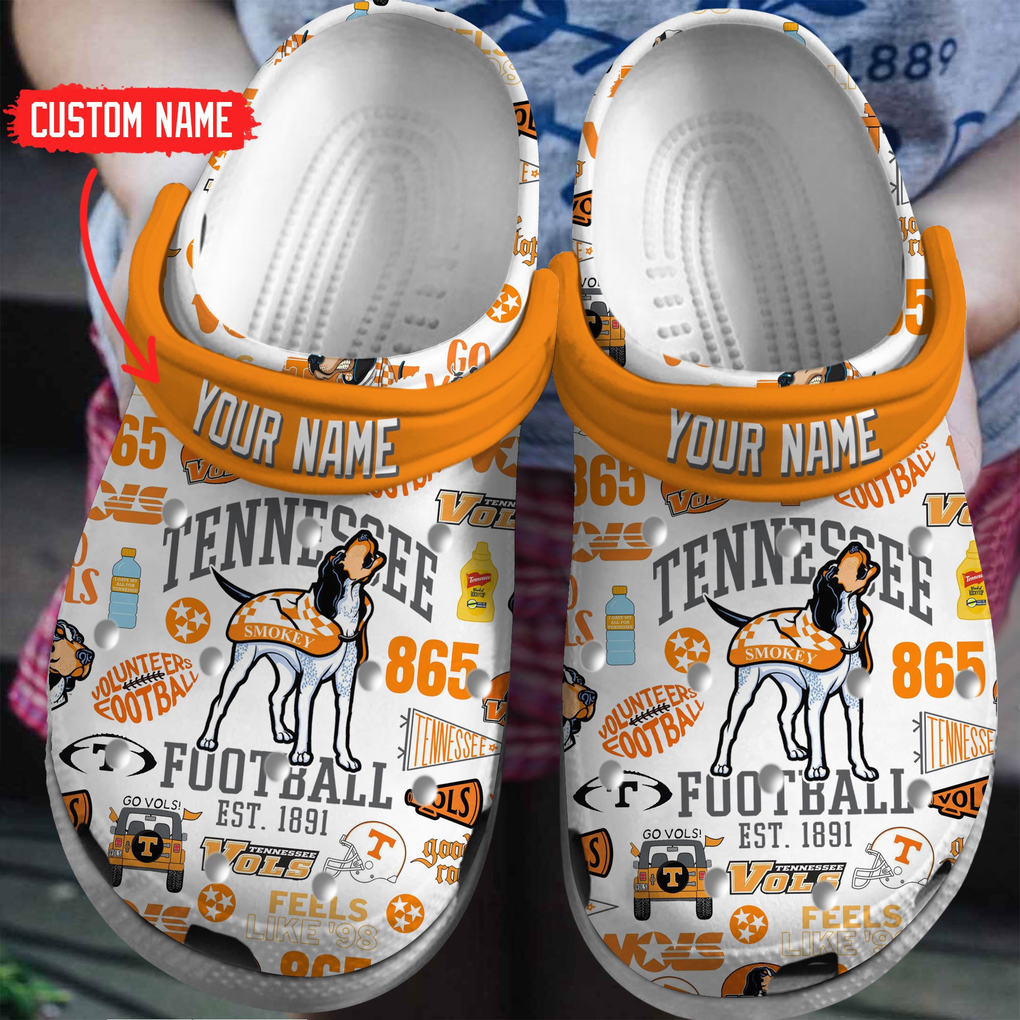Tennessee Volunteers Football NCAA Sport Crocs Crocband Clogs Shoes Comfortable For Men Women and Kids