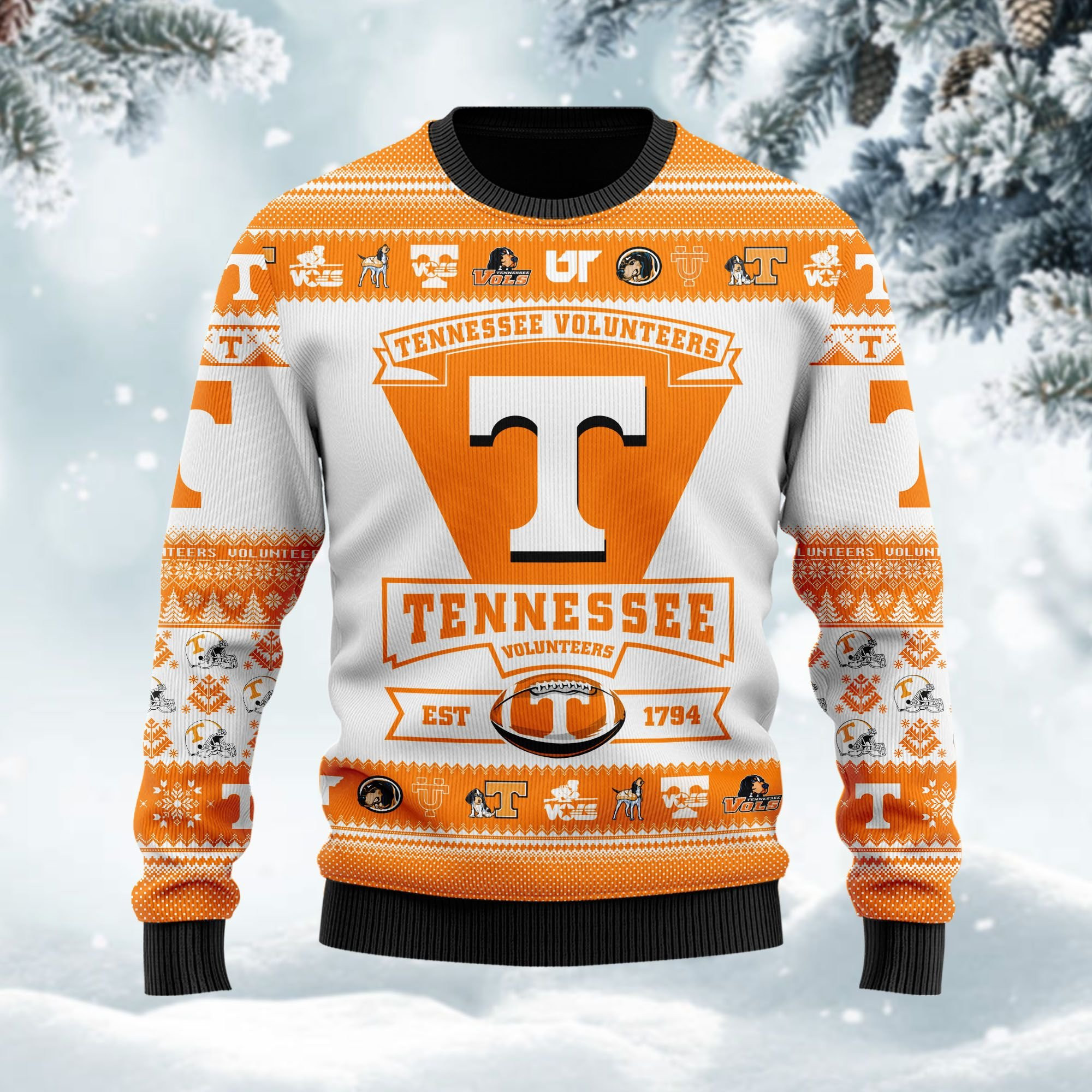 Tennessee Volunteers Football Team Logo Personalized Ugly Christmas Sweater Adult 3D Funny Matching for family - Image 3