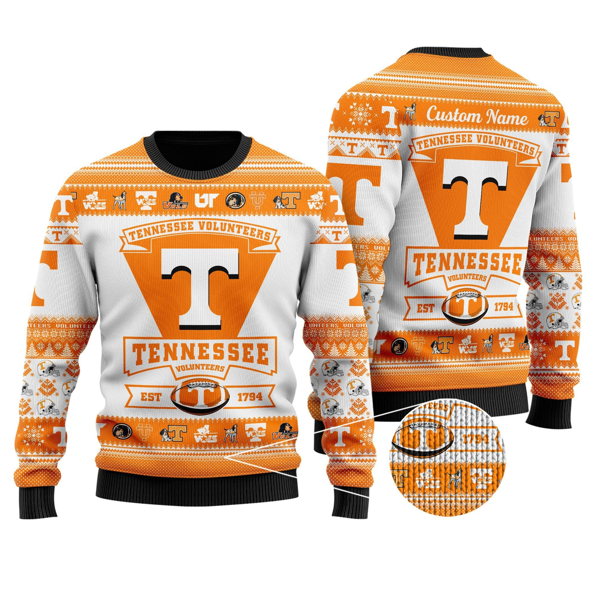 Tennessee Volunteers Football Team Logo Personalized Ugly Christmas Sweater Adult 3D Funny Matching for family - Image 2