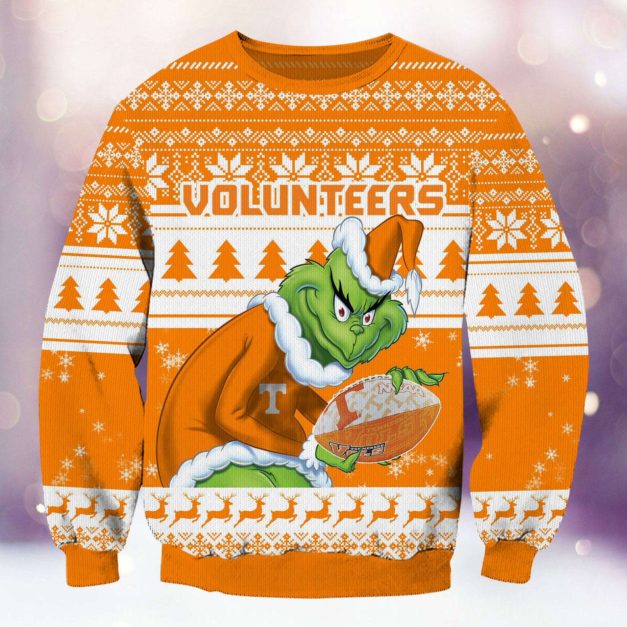 Tennessee Volunteers Grinch Ugly Christmas Sweater Adult 3D Funny Matching for family - Image 2