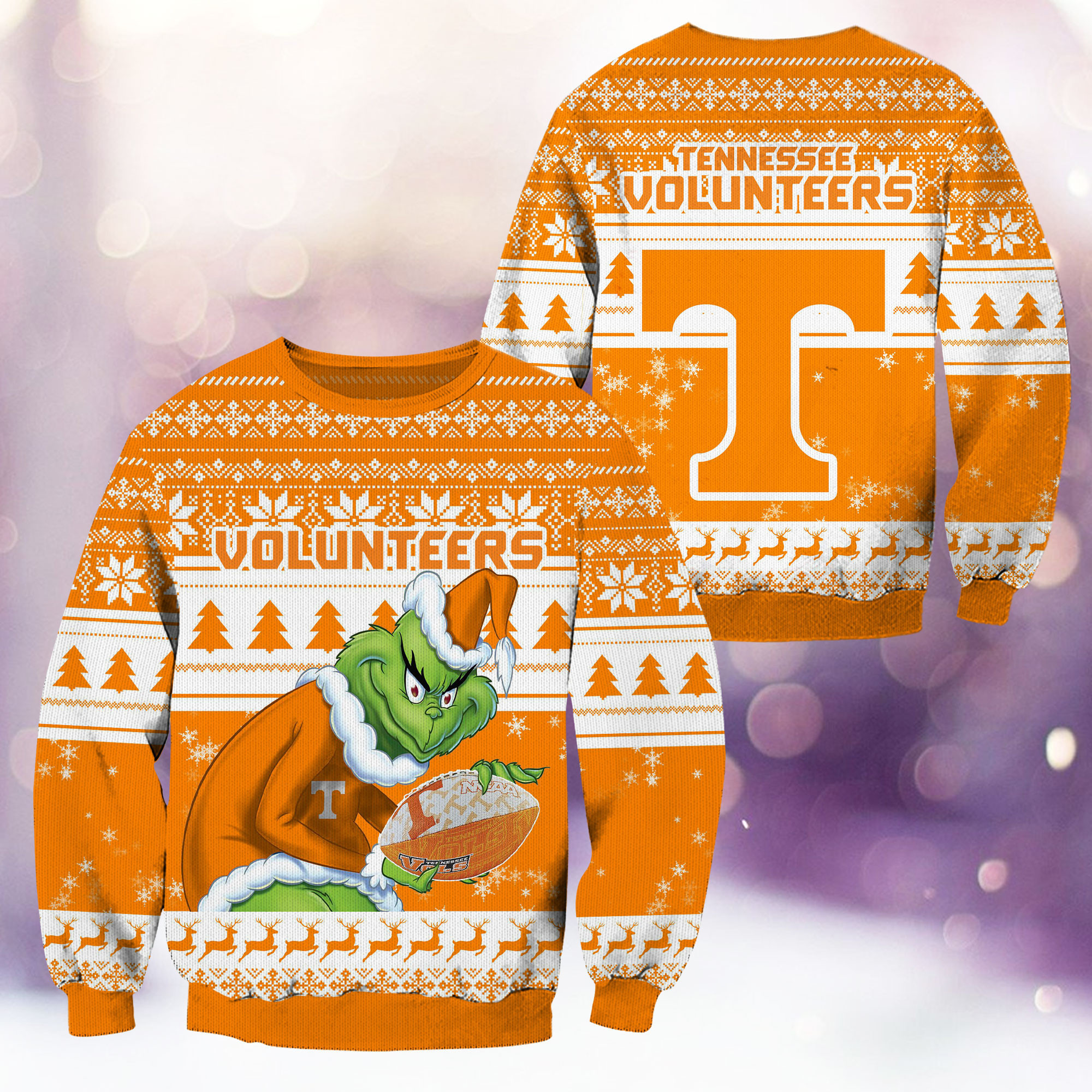 Tennessee Volunteers Grinch Ugly Christmas Sweater Adult 3D Funny Matching for family