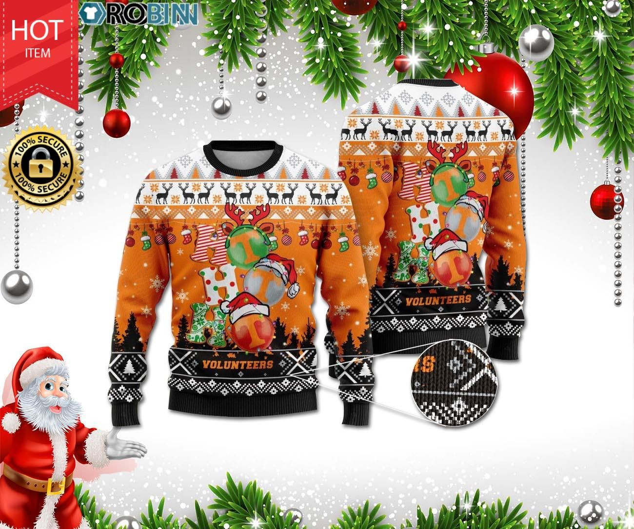 Tennessee Volunteers Ho Ho Ho Ugly Christmas Sweater Adult 3D Funny Matching for family