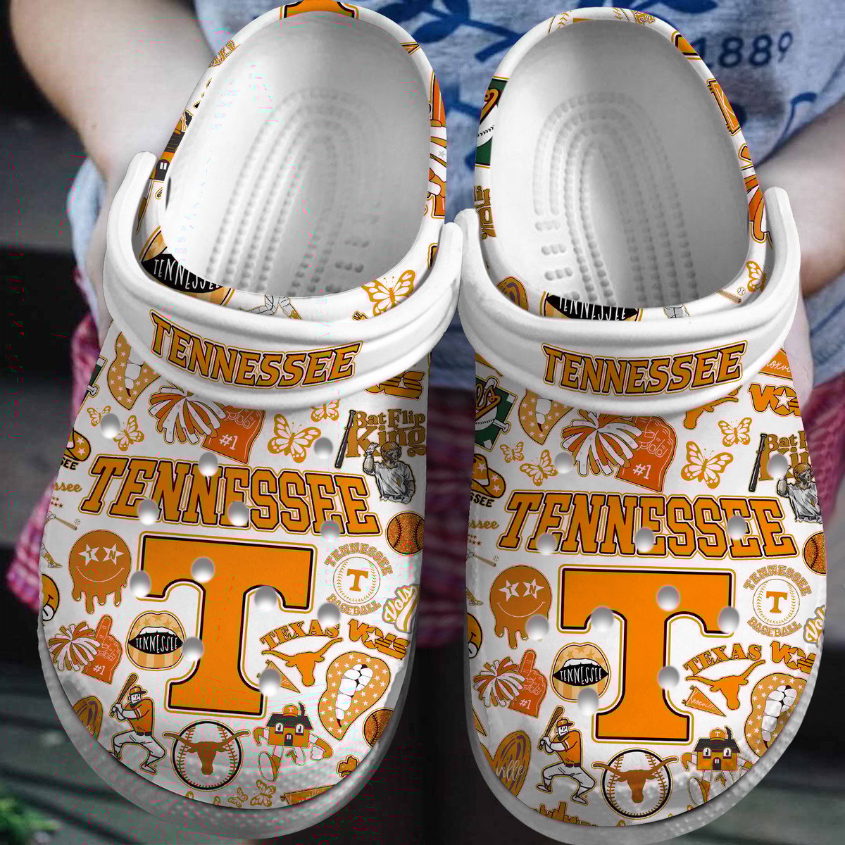 Tennessee Volunteers NCAA Sport Premium Crocs Crocband Clogs Shoes Comfortable For Men Women and Kids