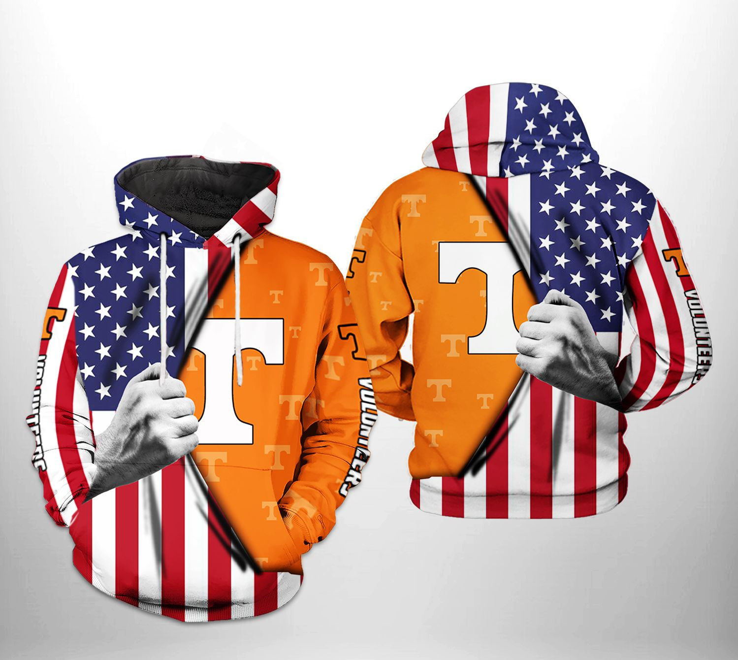 Tennessee Volunteers NCAA US Flag 3D All Over Print Hoodie, Zip Hoodie