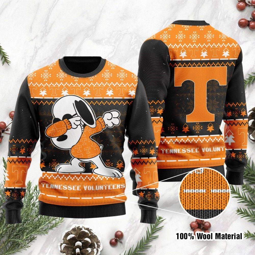 Tennessee Volunteers Snoopy Dabbing Holiday Party Ugly Christmas Sweater Adult 3D Funny Matching for family