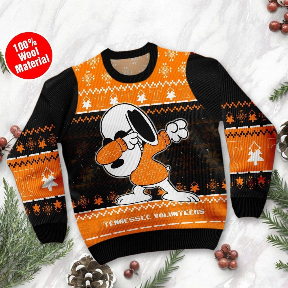 Tennessee Volunteers Snoopy Dabbing Ugly Christmas Sweater Adult 3D Funny Matching for family - Image 2