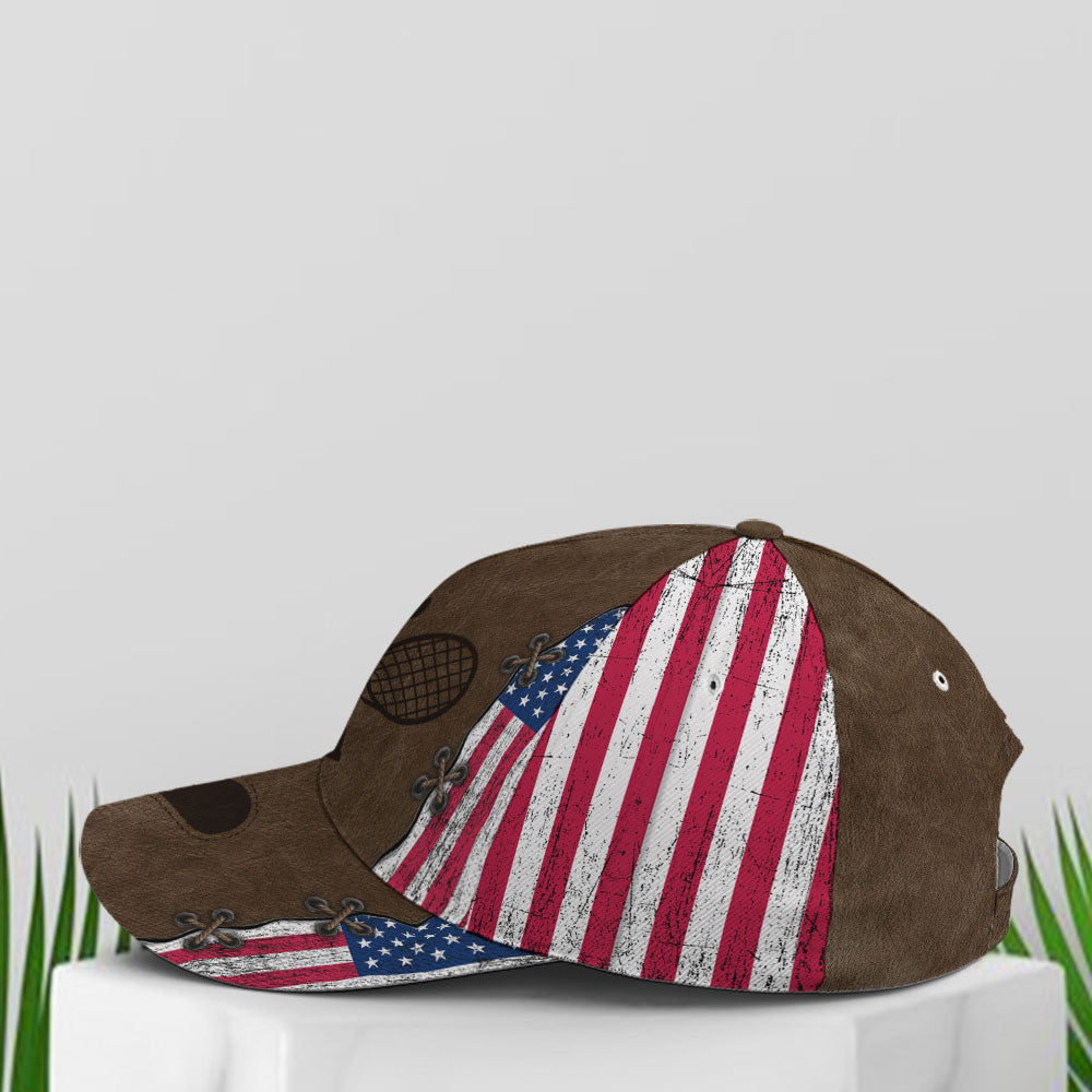 Tennis American Flag Leather Style Baseball Cap Trucker Hats Custom Hats Gifts For Men & Women